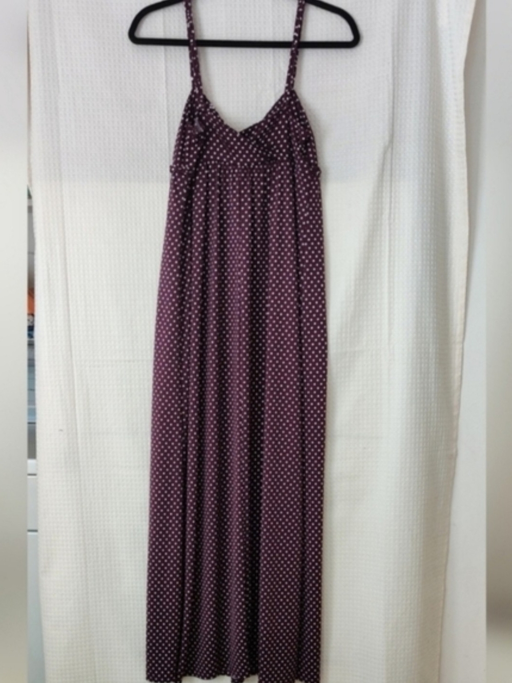 JFW by Just For Wraps Burgundy Spaghetti Strap Polka Dot Maxi Dress Size Medium